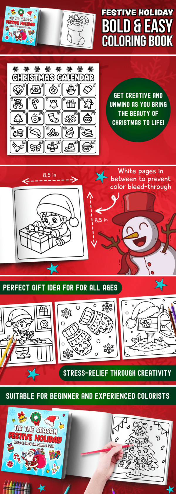 interior pages for Christmas coloring book