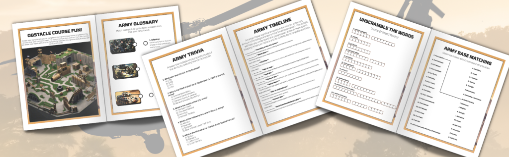 interior page army activity book